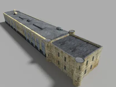 low poly prison building 3 Low-poly 3D model