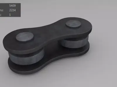 Cadena metal chain with two buttons Low-poly 3D model