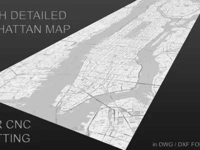 Manhattan Map 2D to 3D with CNC Cutting Low-poly 3D model