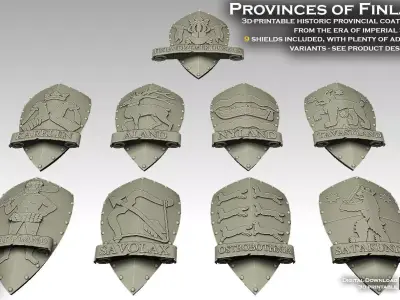 Historic Provinces of Finland Coat of Arms 3D print model
