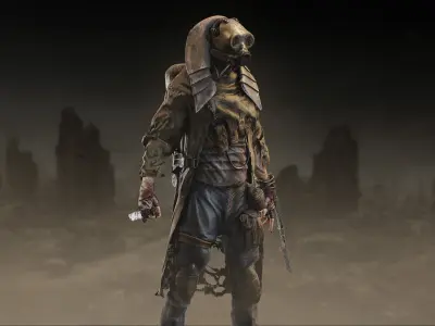 Post Apocalytic Hunter Low-poly 3D model