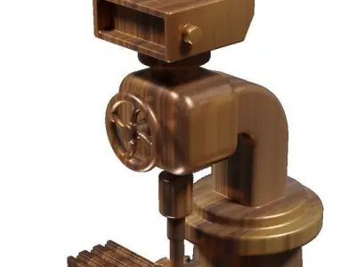 Wooden Milling Machine Toy Low-poly 3D model