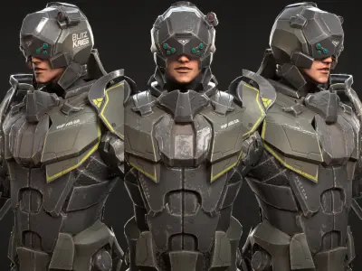 SciFi Soldier Character Low-poly 3D model