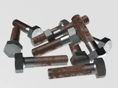 Rusty bolt set 3D model