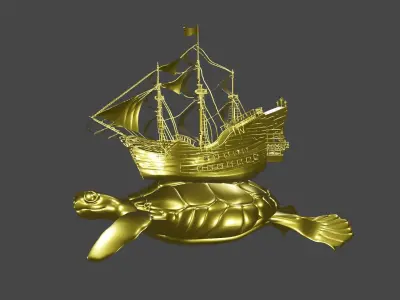 dream logos ship with turtle Low-poly 3D model