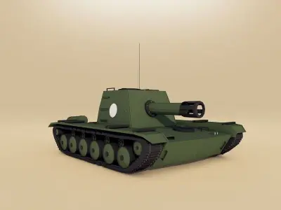Cartoon Low Poly Tank Low-poly 3D model