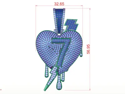 7 heart pendant 3D print model 3D print model purchase