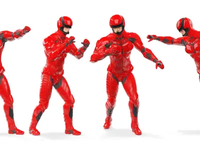 Futuristic Cyborg in Red Armor Rigged for Maya 3D model
