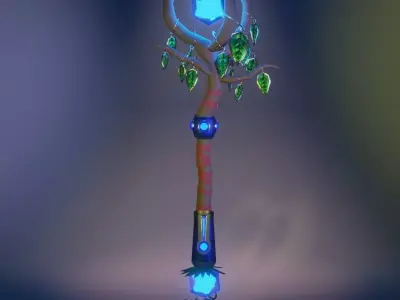 magic staff Low-poly 3D model