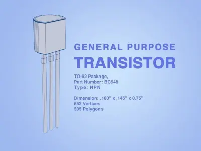 General Purpose NPN Transistor Low-poly 3D model