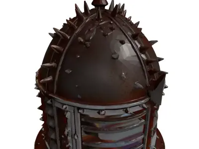 Rusty Medieval Cage Helmet 3D model