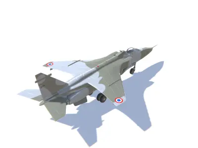 Jaguar Jet Fighter Aircraft Low-poly 3D model