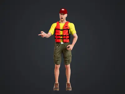 Kayak Canoe Athlete Low-poly 3D model