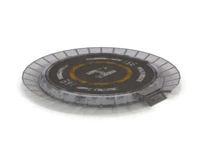 Helipad circular metal plate Low-poly 3D model