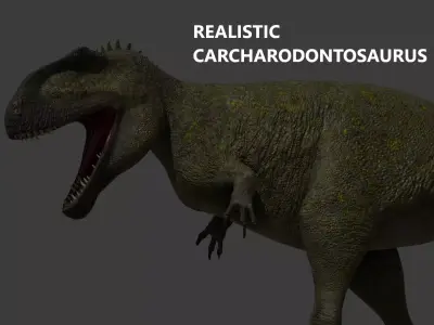 Carcharodontosaurus lowpoly realistic 3D model Low-poly 3D model