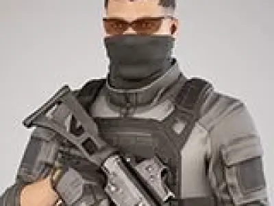 Casual Soldier 12 Low-poly 3D model