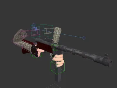 Suomi-konepistooli gun with wooden handle Low-poly 3D model
