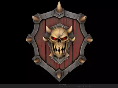 Stylized Spiked Demon Shield - AI Low-poly 3D model