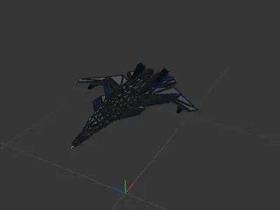 Zet 3d model lowpoly fighter jet flying in space Low-poly 3D model