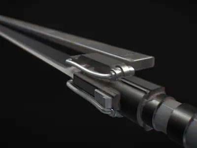 cyberpunk mechanical sword 3D model