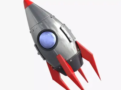 Cartoon Rocket Low-poly 3D model