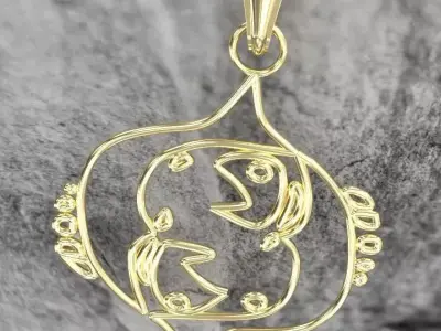 pisces zodiac pendant fish Free 3D print model