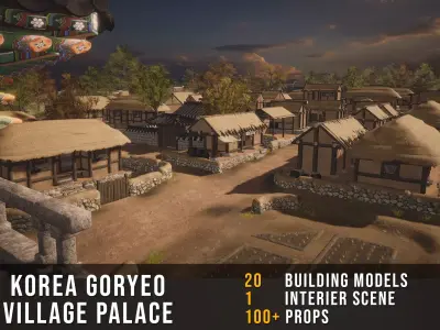 Korea Goryeo Village and Palace Low-poly 3D model