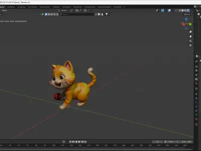 Cute Cartoon Cat Playing Free 3D model