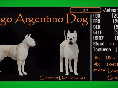 Dogo Argentino Dog Free low-poly 3D model
