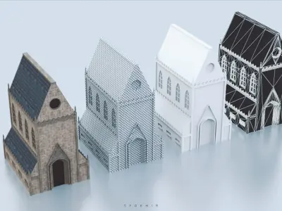Medieval Church Low-poly 3D model