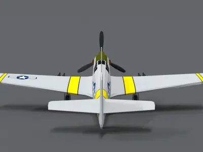 Low Poly Cartoon North American P-51 Mustang Low-poly 3D model