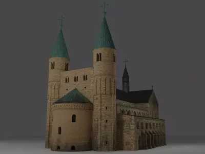 German church of Saint Cyriakus Low-poly 3D model