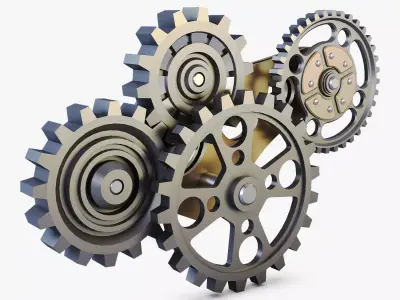 Gear Mechanism Low Poly v 6 Low-poly 3D model