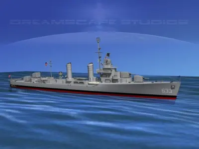 Gleaves Class Destroyer USS Knight DD633 3D model