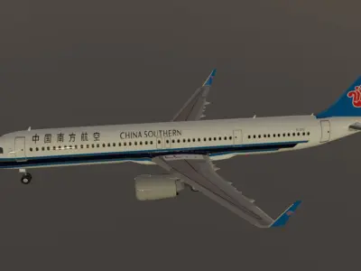 China southern airbus a321neo low poly model with cockpit Low-poly 3D model