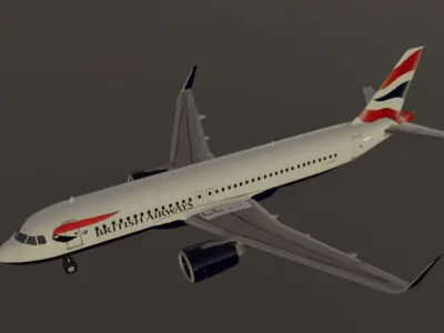 British Airways Airbus a320neo low poly 3D Model Low-poly 3D model