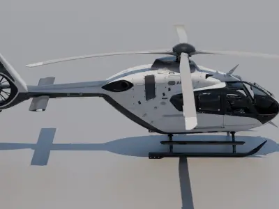 H135 Helicopter with interior and animated door 3D model