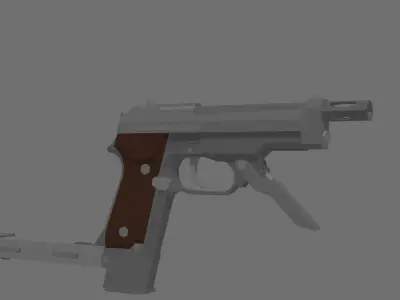 Beretta 93R with stock Low-poly 3D model