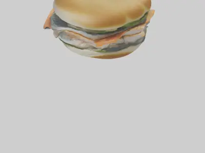 Fish fillet sandwich model Low-poly 3D model