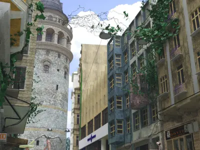 Galata Tower Street istanbul 3D model
