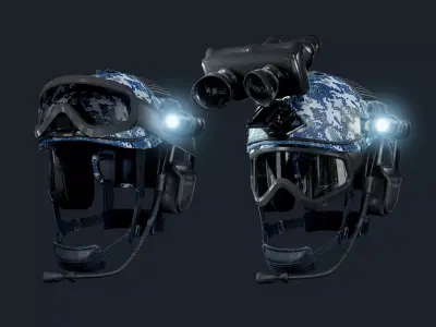 Military Helmet Navy Camo Game Ready Low-poly 3D model