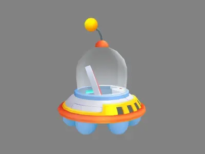 Cartoon UFO Low-poly 3D model