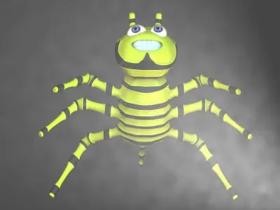 haxara cartoon bee with stripes 3D model