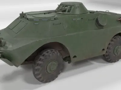 Low poly BRDM-2 russian armoured vehicle Low-poly 3D model