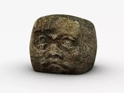 Ancient stone head Low-poly 3D model