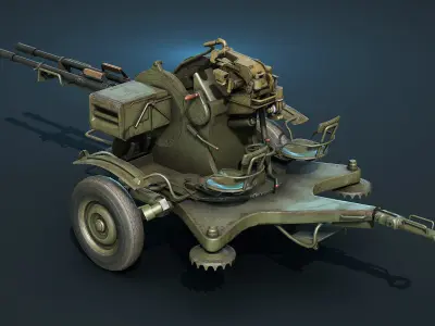 ZU-23-2 Anti-Aircraft Cannon Low-poly 3D model