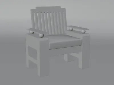 Set Wooden Furniture 6 3D model