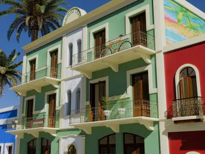 Old San Juan Town house 3 3D model