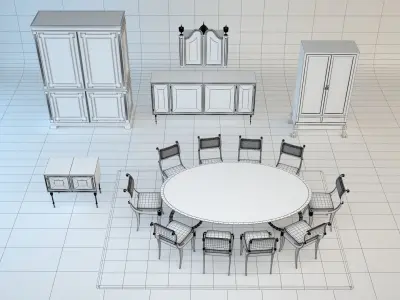 Antique Furniture Collection 3D model