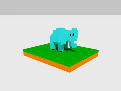 elephant pixel Free 3D model